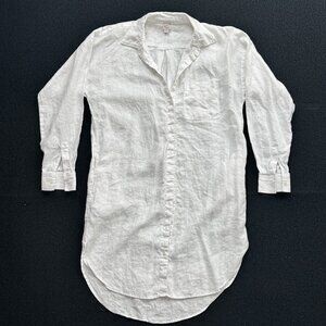 Ann Taylor Loft White Linen Beach Shirt